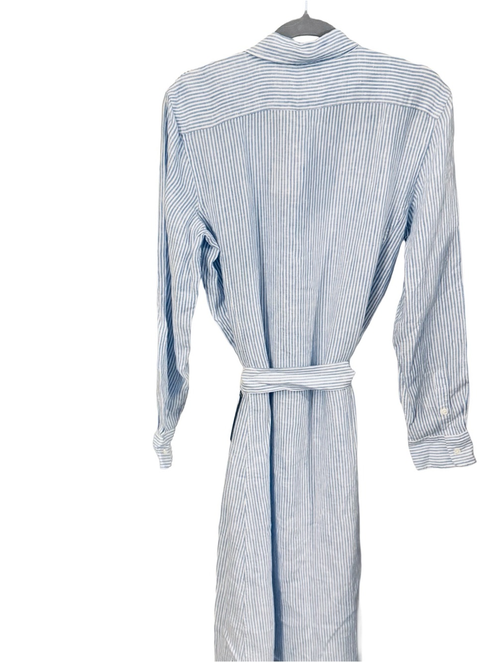 Polo Ralph Lauren Blue/white Linen Shirt Dress Fit /Flare Long Sleeves Sz 14 NWT - Picture 3 of 13